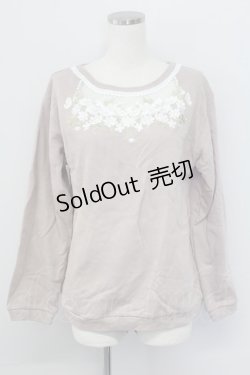 画像1: axes femme / フラワー刺繍裏毛トレーナー M ピンク T-25-10-08-019-AX-TO-SA-ZI