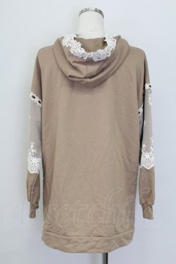 画像2: axes femme / 袖レース重ねパーカープルオーバー M モカ T-25-10-08-020-AX-TO-SA-ZT