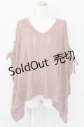 axes femme / 袖ドロストニットポンチョ  ピンク T-25-10-08-021-AX-TO-SA-ZT