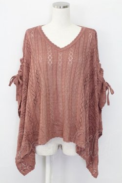 画像1: axes femme / 袖ドロストニットポンチョ  ピンク T-25-10-08-021-AX-TO-SA-ZT