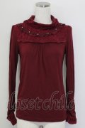 axes femme / レースハイネックカットソー  ボルドー T-25-10-08-022-AX-TO-SA-ZT