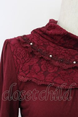 画像3: axes femme / レースハイネックカットソー  ボルドー T-25-10-08-022-AX-TO-SA-ZT