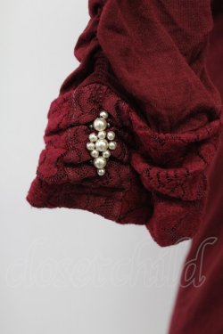 画像4: axes femme / レースハイネックカットソー  ボルドー T-25-10-08-022-AX-TO-SA-ZT