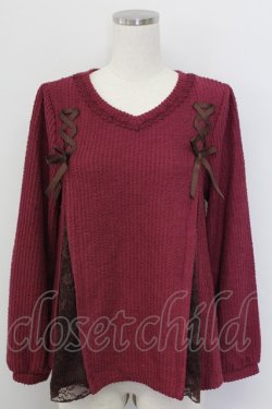 画像1: axes femme / レースアップトップス  ボルドー T-25-10-08-023-AX-TO-SA-ZT