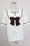 Amavel / Twinkle Bears セーラーブラウス  白Ｘブラウン T-25-10-09-001-CA-BL-SA-ZT