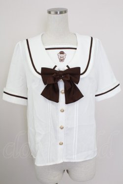 画像1: Amavel / Twinkle Bears セーラーブラウス  白Ｘブラウン T-25-10-09-001-CA-BL-SA-ZT