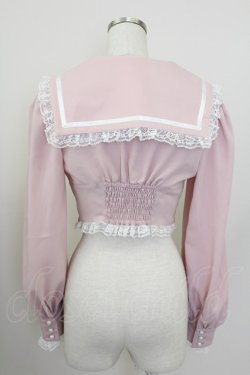 画像2: Ank Rouge / ハートビジューリボンセーラーブラウス  ピンク T-25-10-09-003-CA-BL-SA-ZT