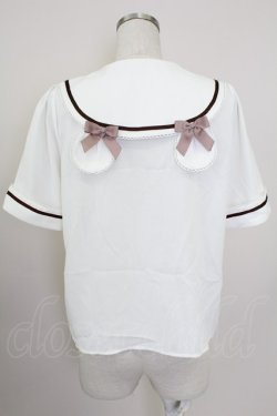 画像2: Amavel / Twinkle Bears セーラーブラウス  白Ｘブラウン T-25-10-09-001-CA-BL-SA-ZT
