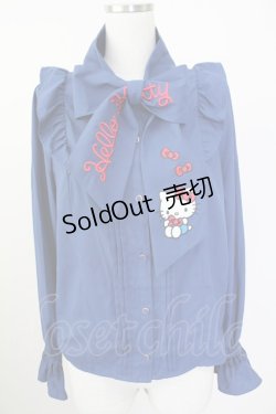 画像1: axes femme / ハローキティ刺繍ブラウス  ネイビー T-25-10-09-006-AX-BL-SA-ZI