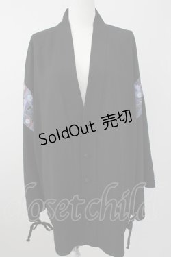 画像1: AXES-X / 和柄コラージュ羽織  黒 T-25-10-09-009-LO-TO-SA-ZI