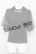 axes femme / スタンドフリルビジュープルオーバー M ブラック T-25-10-10-019-AX-TO-SA-ZT