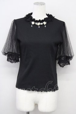 画像1: axes femme / スタンドフリルビジュープルオーバー M ブラック T-25-10-10-019-AX-TO-SA-ZT