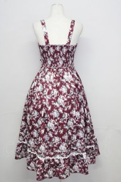 画像2: axes femme / ビッグリボン×ローズ柄ジャンパースカート  ワイン T-25-10-10-024-AX-OP-SA-ZT