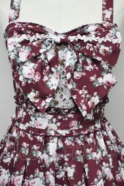 画像4: axes femme / ビッグリボン×ローズ柄ジャンパースカート  ワイン T-25-10-10-024-AX-OP-SA-ZT135