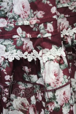 画像7: axes femme / ビッグリボン×ローズ柄ジャンパースカート  ワイン T-25-10-10-024-AX-OP-SA-ZT135