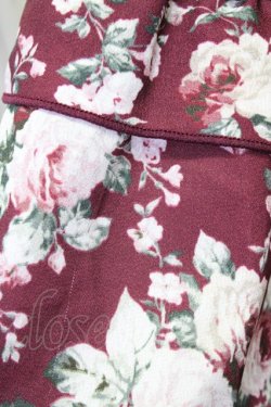 画像8: axes femme / ビッグリボン×ローズ柄ジャンパースカート  ワイン T-25-10-10-024-AX-OP-SA-ZT135