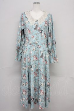 画像1: axes femme / 音楽と薔薇柄ドレス風ワンピース M グリーン T-25-10-10-026-AX-OP-SA-ZT