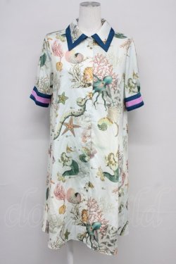 画像1: MILK / sea creaturesシャツワンピース  グリーン T-25-10-10-029-ML-OP-SA-ZT