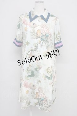 画像1: MILK / sea creaturesシャツワンピース  グリーン T-25-10-10-029-ML-OP-SA-ZT122