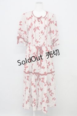 画像1: PINK HOUSE / 水玉りぼんプリントワンピース  レッド T-25-10-10-033-LO-OP-SA-ZT