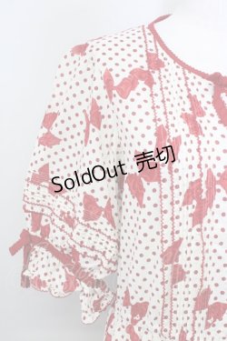 画像3: PINK HOUSE / 水玉りぼんプリントワンピース  レッド T-25-10-10-033-LO-OP-SA-ZT