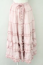 画像1: PINK HOUSE / ギンガムチェックパッチワークフリルスカート  ピンク T-25-10-10-042-LO-SK-SA-ZT048 (1)