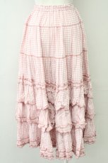 画像2: PINK HOUSE / ギンガムチェックパッチワークフリルスカート  ピンク T-25-10-10-042-LO-SK-SA-ZT048 (2)