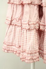画像4: PINK HOUSE / ギンガムチェックパッチワークフリルスカート  ピンク T-25-10-10-042-LO-SK-SA-ZT048 (4)