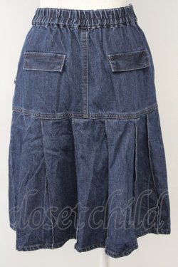 画像2: axes femme / リボン×プリーツデニムスカート  インディゴ T-25-10-10-047-AX-SK-SA-ZT
