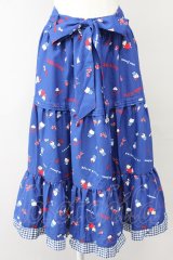 axes femme / ハローキティプリントスカート  ブルー T-25-10-10-048-AX-SK-SA-ZT045