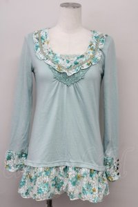 axes femme / 花柄ロングインナープルオーバー M ミント T-25-10-10-008-AX-TO-SA-ZT255