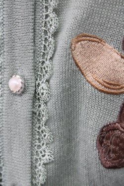 画像4: axes femme kawaii / クマパフェ刺繍ニットカーデ M グリーン T-25-10-10-009-AX-TO-SA-ZT