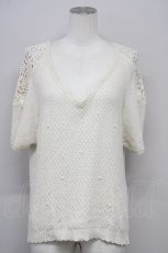 画像1: 【SALE】axes femme / パール付き肩レースサマーニット M アイボリー T-25-10-10-002-AX-TO-SA-ZT255 (1)