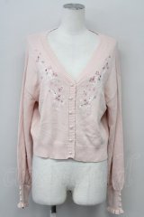 axes femme / SAKURA刺繍ショートカーディガン  ピンク T-25-10-10-010-AX-TO-SA-ZT255