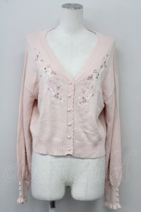 axes femme / SAKURA刺繍ショートカーディガン  ピンク T-25-10-10-010-AX-TO-SA-ZT255