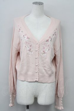 画像1: axes femme / SAKURA刺繍ショートカーディガン  ピンク T-25-10-10-010-AX-TO-SA-ZT
