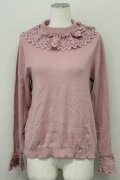 axes femme kawaii / レーシーフリルニットプル  ピンク T-25-10-10-011-AX-TO-SA-ZT