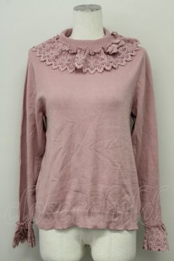 画像1: axes femme kawaii / レーシーフリルニットプル  ピンク T-25-10-10-011-AX-TO-SA-ZT