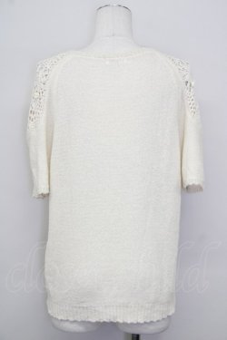 画像2: axes femme / パール付き肩レースサマーニット M アイボリー T-25-10-10-002-AX-TO-SA-ZT