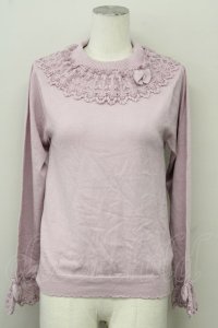 axes femme kawaii / レーシーフリルニットプル M ピンク T-25-10-10-014-AX-TO-SA-ZT215