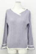 axes femme / バイカラーＶネックニットプルオーバー M ラベンダー T-25-10-10-015-AX-TO-SA-ZT