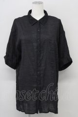 axes femme / カラーシアーシャツ  ブラック T-25-10-10-017-AX-BL-SA-ZT215