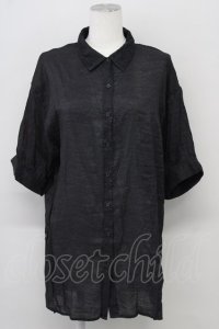 axes femme / カラーシアーシャツ  ブラック T-25-10-10-017-AX-BL-SA-ZT215