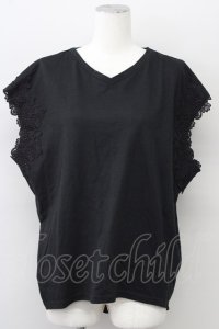 axes femme / 袖レースドルマン M ブラック T-25-10-10-018-AX-TO-SA-ZT215