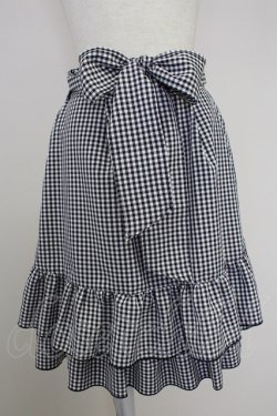 画像1: axes femme POETIQUE / リボン付バックフリルスカート  黒Ｘ白 T-25-10-16-009-AX-SK-SA-ZT
