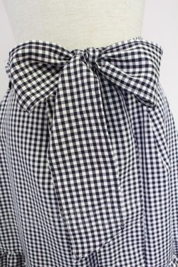 画像3: axes femme POETIQUE / リボン付バックフリルスカート  黒Ｘ白 T-25-10-16-009-AX-SK-SA-ZT