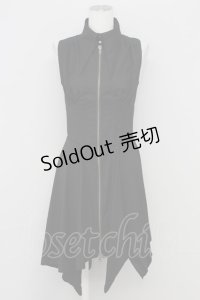 BPN / フロントZIPノースリーブワンピース  黒 T-25-10-17-019-GO-OP-SA-ZT344