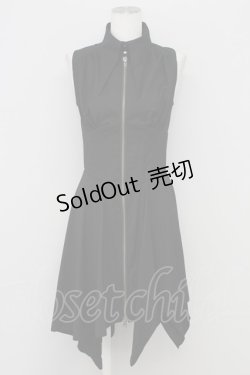 画像1: BPN / フロントZIPノースリーブワンピース  黒 T-25-10-17-019-GO-OP-SA-ZT344