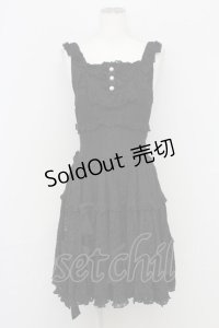 metamorphose / 総レースパールリボンジャンパースカート  黒 T-25-10-17-021-ME-OP-SA-ZT