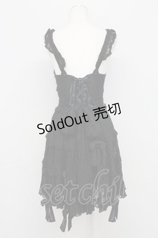 画像2: metamorphose / 総レースパールリボンジャンパースカート  黒 T-25-10-17-021-ME-OP-SA-ZT (2)